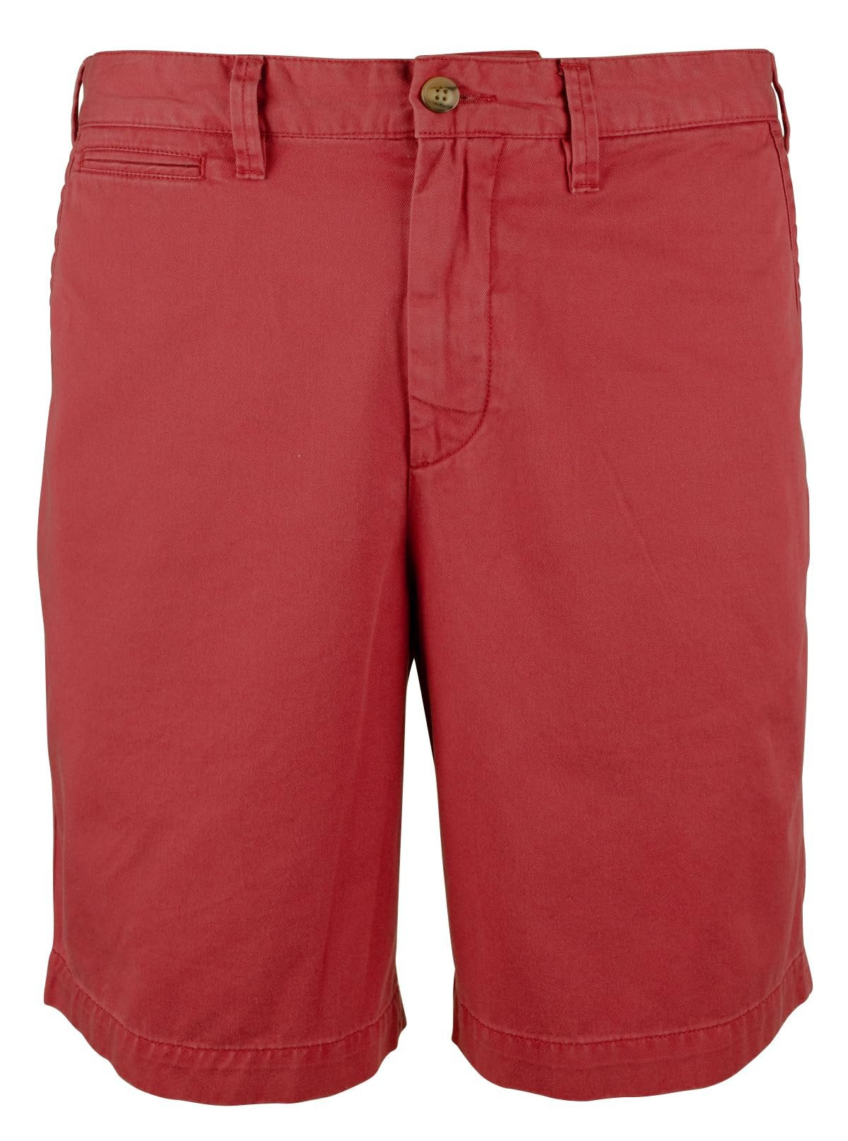 Men's Relaxed Fit 10 Inch Flat Front Chino Shorts Red 33