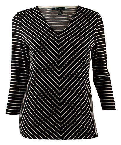 Ralph Lauren Women's V Neck Chevron Print Top