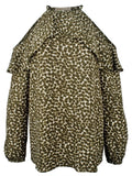 Michael Kors Women's Cold Shoulder Ruffle Top Blouse