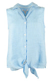Tommy Bahama Women's Gingham Way Linen Sleeveless Camp Shirt Lt Rose