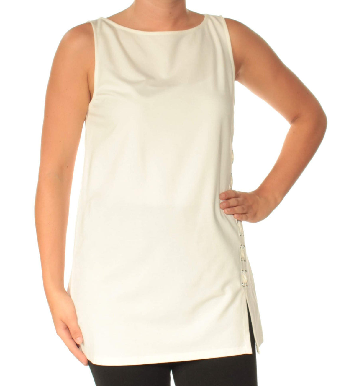 Lauren Ralph Lauren Women's Lace Up Ponte Sleeveless Tank Top Shirt