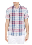 Camisa deportiva Tommy Bahama Zuma de manga corta a cuadros con botones delanteros para hombre, color océano profundo mediano