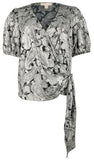 Michael Kors Women's Plus Paisley Faux Wrap Top Blouse Bn 0X
