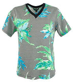 LAUREN RALPH LAUREN Womens Petites Striped Floral T-Shirt B/W PS