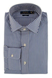 Polo Ralph Lauren Men's Slim Fit Striped Poplin Dress Shirt, Neck 17.5" (44cm), Blue/White