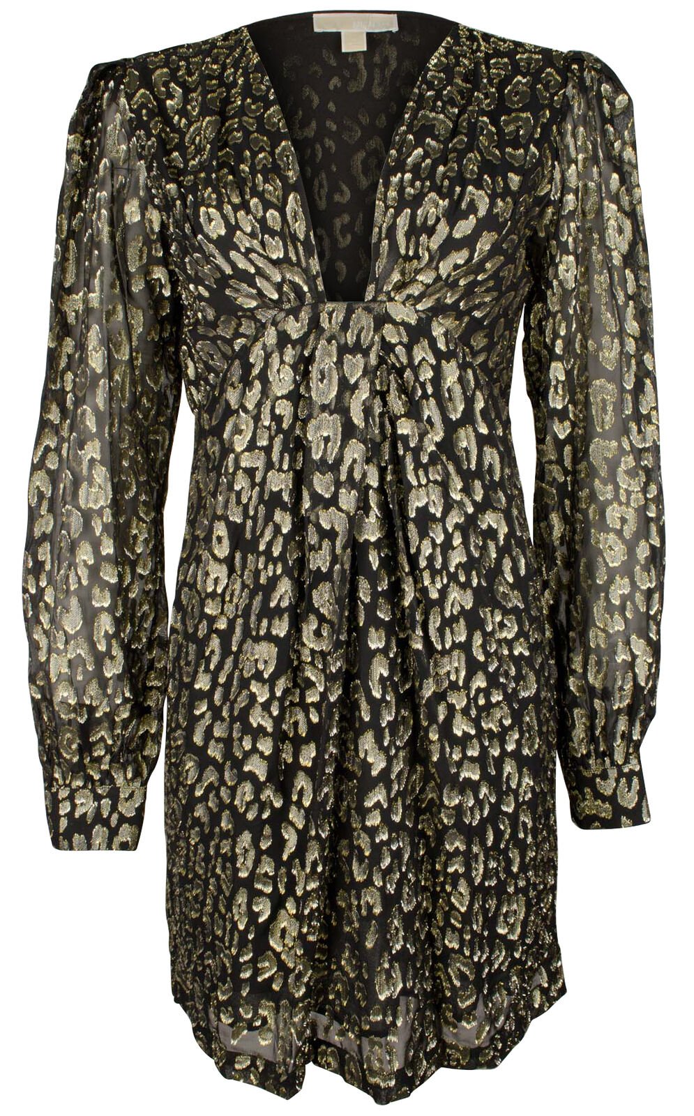 Michael Kors Women's Metallic Leopard Jacquard Mini Dress Black Gold