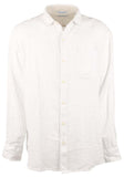 Long Sleeve Ventana Plaid Linen Camp Shirt (Color: White, Size L)