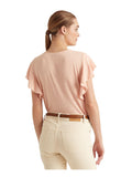 Lauren Ralph Lauren Women's Petite Flutter Sleeve Jersey Top - Pale Pink Size...