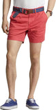Men's Stretch Straight Fit 6 Inch Flat Front Chino Shorts Red 42