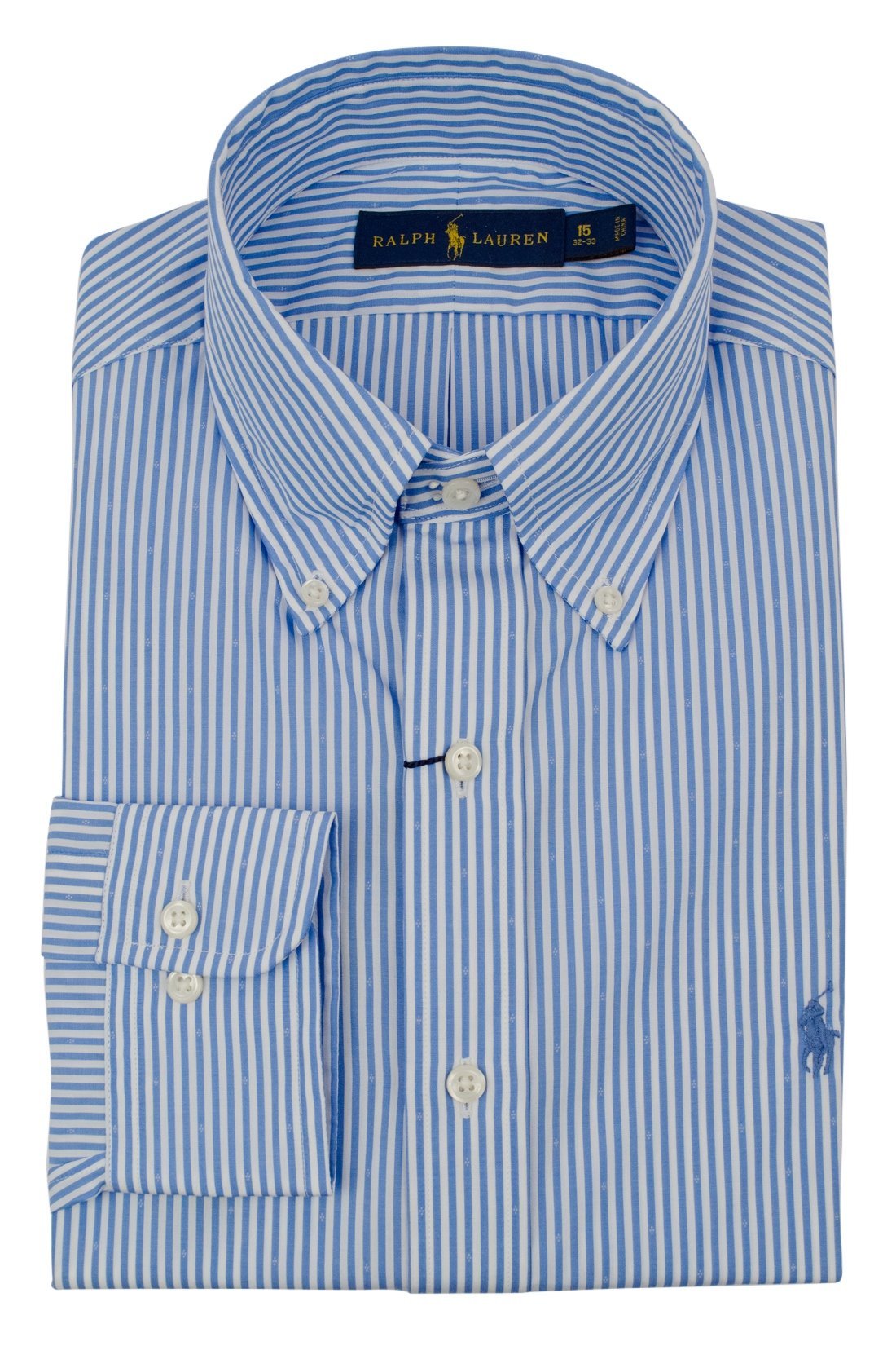 Men's Crisp Poplin Striped Button-Down Shirt-BW-15.5-34-35 Blue/White