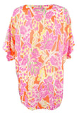 Ralph Lauren Lauren Viscose/Cotton Floral Knit Top Tee, Orange/Multi (2X)