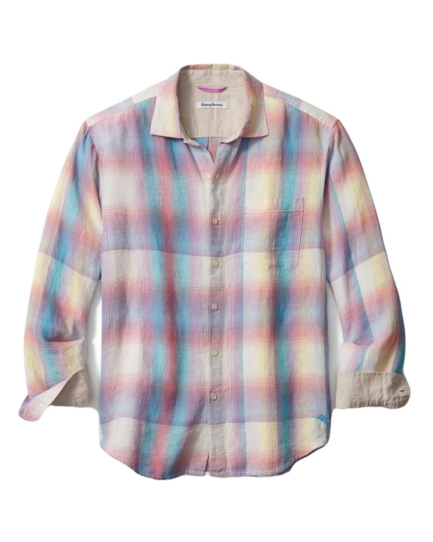 Tommy Bahama Erkek Sunray Ombre Keten Uzun Kollu Gömlek XL Continental