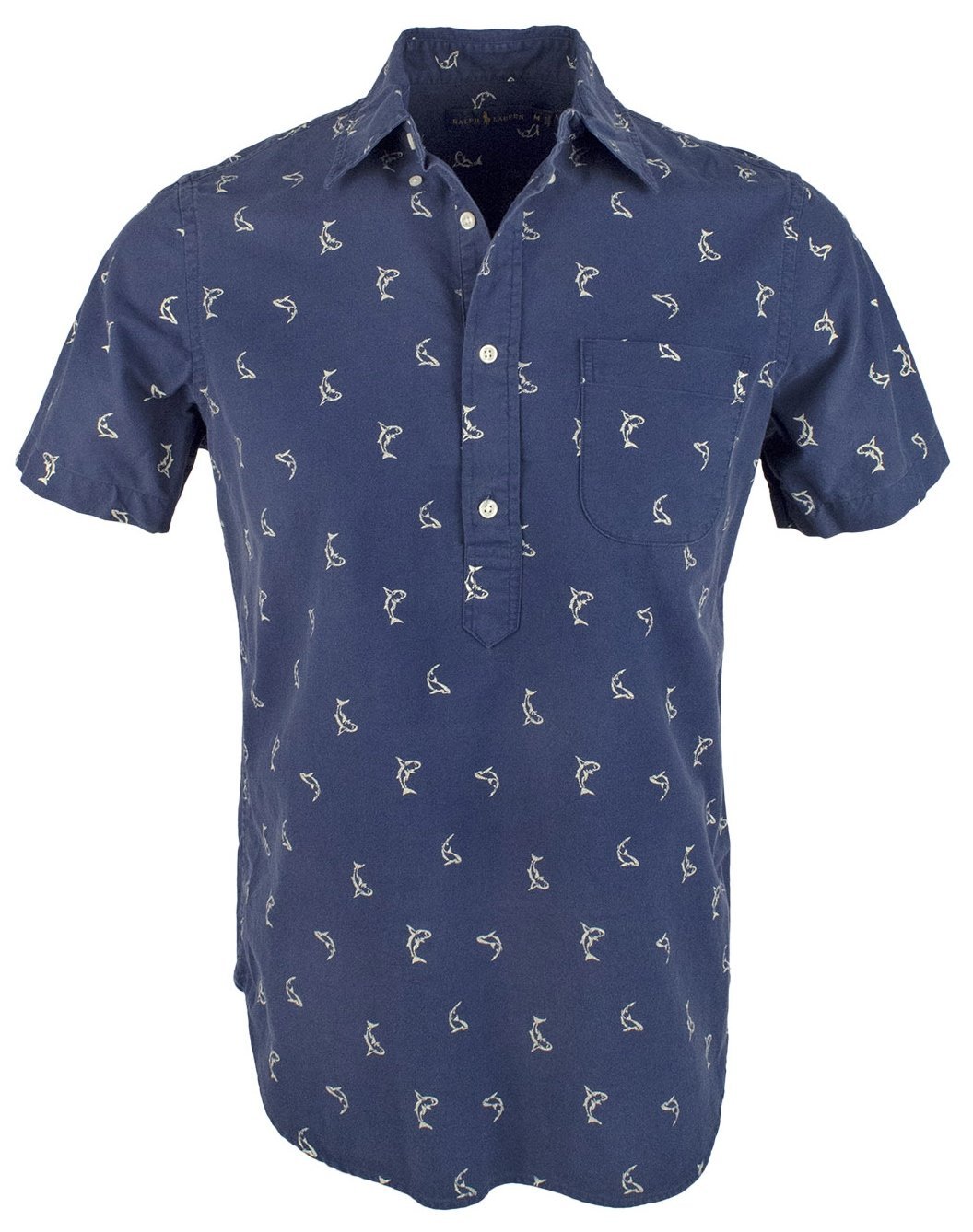 Ralph Lauren Men's Shark Print Oxford Short Sleeve Shirt B S