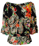Ralph Lauren Women's Petite Shirred Ruffle On/Off Shoulder Ruffle Top