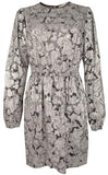 Michael Kors Women's Plus Size Foil Paisley Long Sleeve Flounce Dress