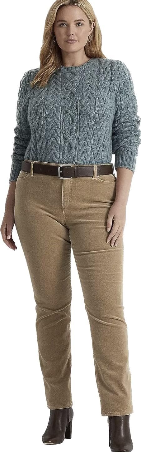 Lauren Ralph Mid-Rise Corduroy Stretch Pant 18W Truffle