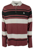 Michael Kors Men's Long Sleve Striped Polo Shirt MHthr X-Large