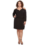 Michael Kors Tweed Haberdashery Print Georgette Cold Shoulder Midi Dress