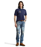 POLO RALPH LAUREN Classic Fit Flag Mesh Polo Shirt Newport Navy LG