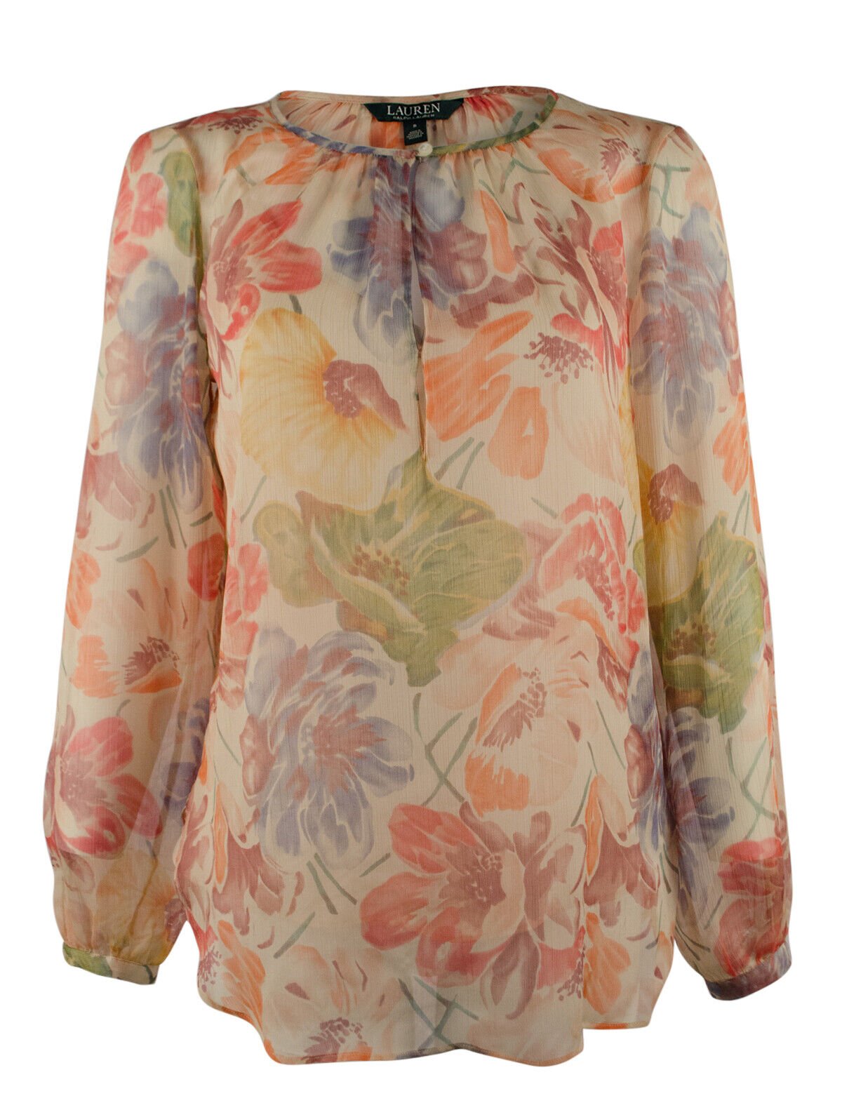 Lauren Ralph Lauren Women's Floral Print Georgette Blouse Shirt-TM-XS