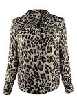 Michael Kors Women's Animal Print Zipper Pocket Blouse BW XX Small