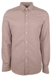 Men's Trim Fit Mini Check Long Sleeves Shirt-C-X-Large Cordovan