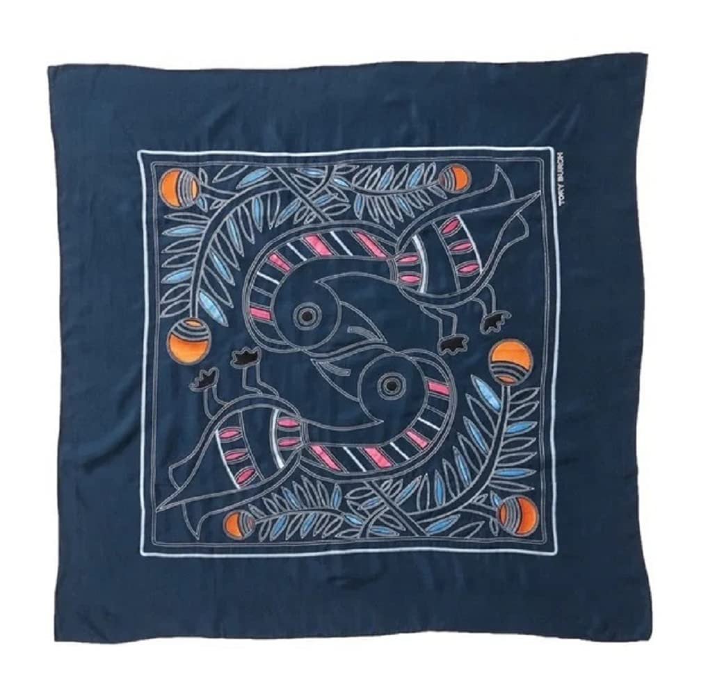 Tory Burch Women Embroidered Toucan Square Scarf 36x36 Inch