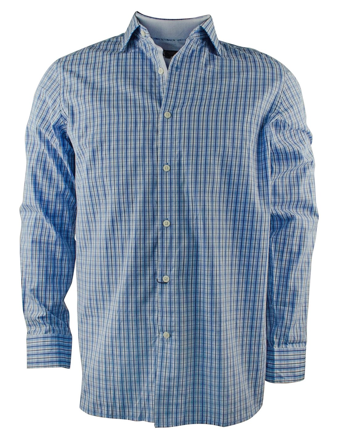 Hart Schaffner Marx Men's Plaid Print Oxford Shirt Blue Small