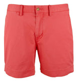 Men's Stretch Straight Fit 6 Inch Flat Front Chino Shorts Red 32