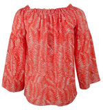 Michael Kors Women`s Patterned Off the shoulder Bell Sleeve Tassel Top
