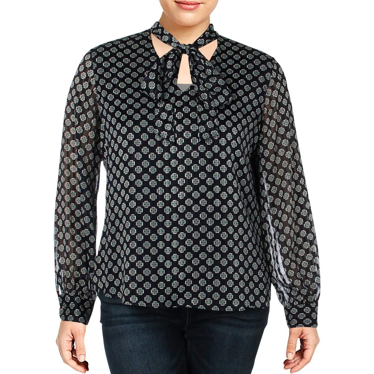 Lauren Ralph Lauren Women's Talsha Tie Neck Blouse NM S