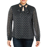 Lauren Ralph Lauren Women's Talsha Tie Neck Blouse NM S