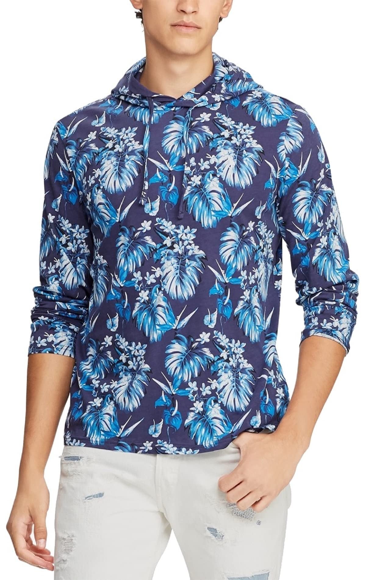 Ralph Lauren Polo Men's Floral Cotton Jersey Hoodie, Blue