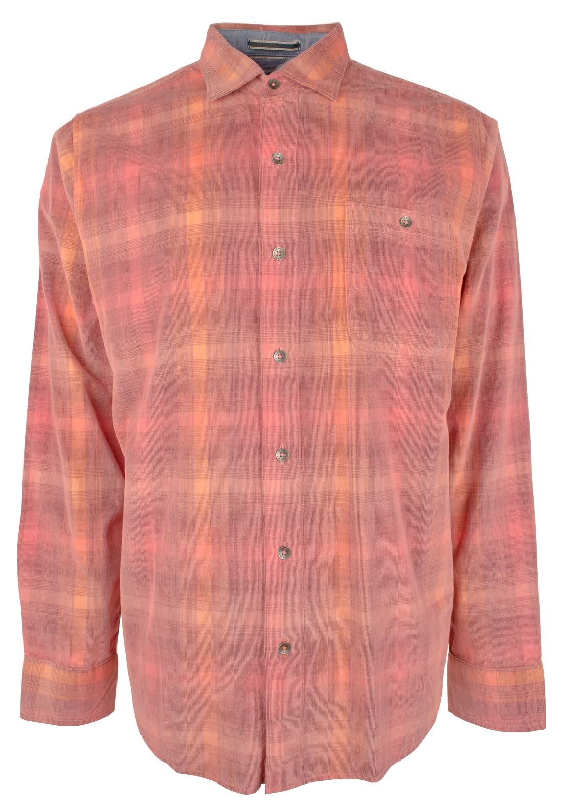 Tommy Bahama Men's Big & Tall Long Sleeve Coastline Cord Redwood Check Camp Shirt (New Red Sail, 2XB)