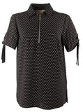 Michael Kors Women's Polka Dot Grommet and Tie Sleeve Top