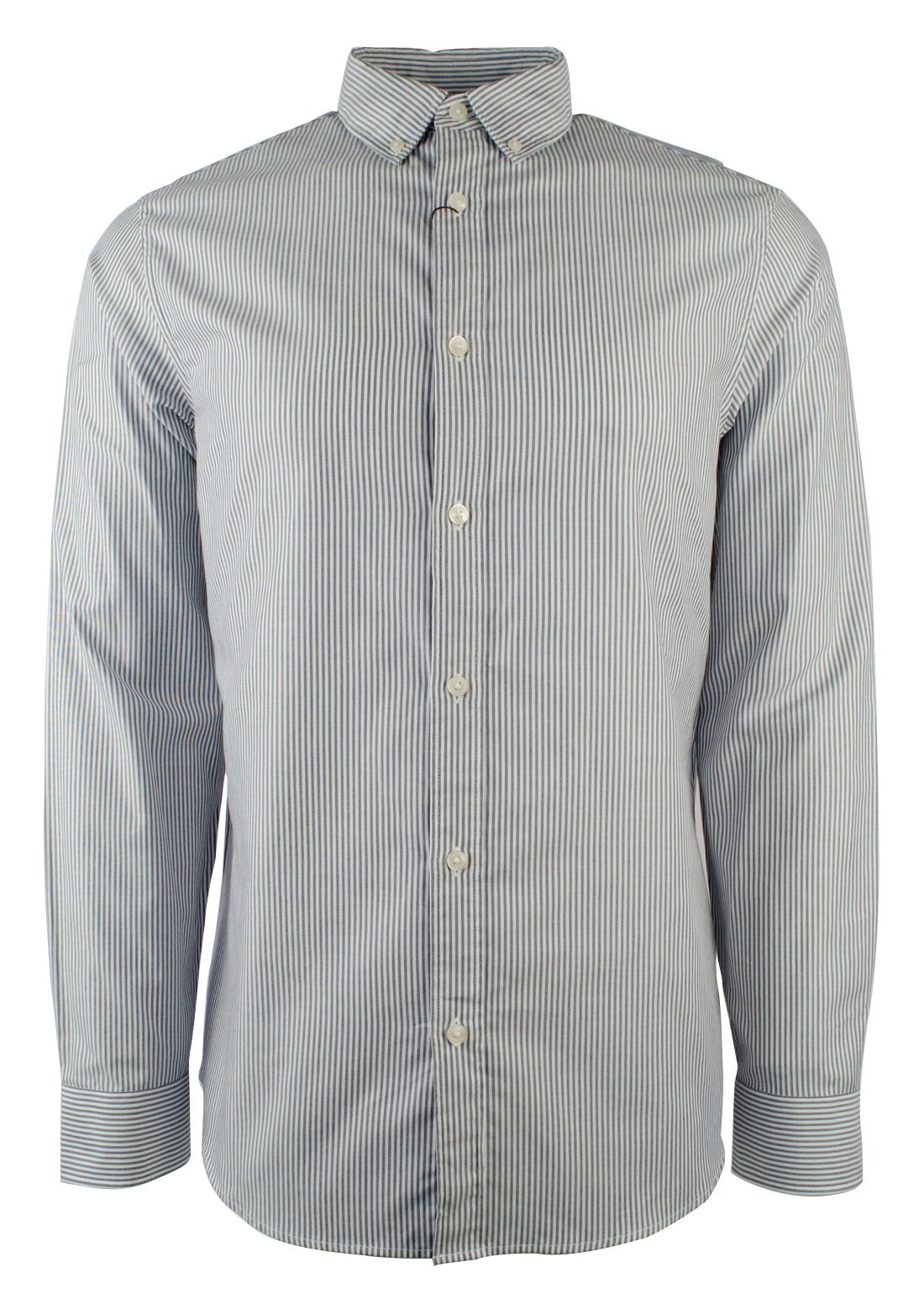 Michael Kors Men's Long Sleeve Striped Tailored Classic Fit Shirt