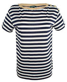Lauren Ralph Lauren Women's Stripe Button Shoulder T Shirt