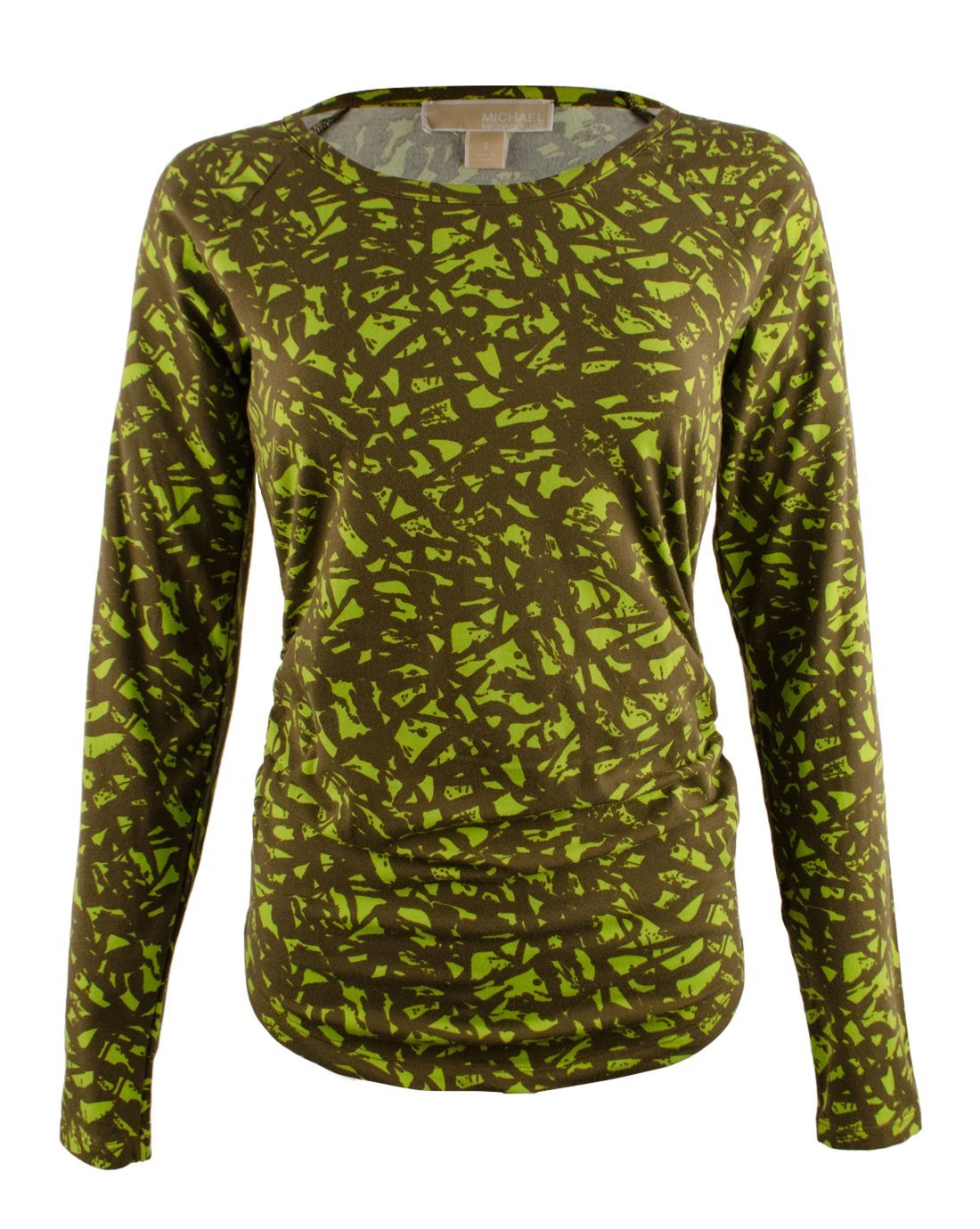Michael Kors Women's Long Sleeve Shirred Crackle Print Top