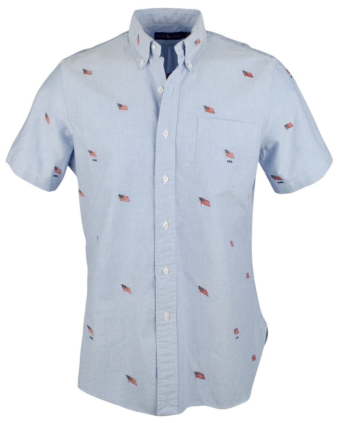 Ralph Lauren Men's Embroidered Flag Short Sleeve Shirt B S