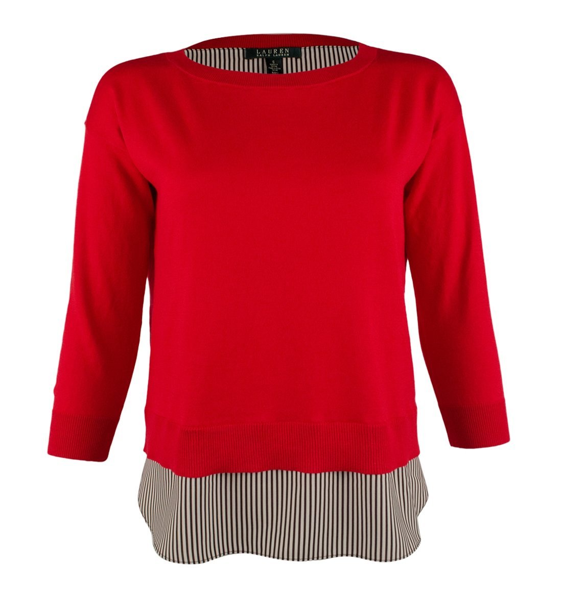 Lauren Ralph Lauren Petite Women's Contrast Layered Crewneck Sweater FRd X Small