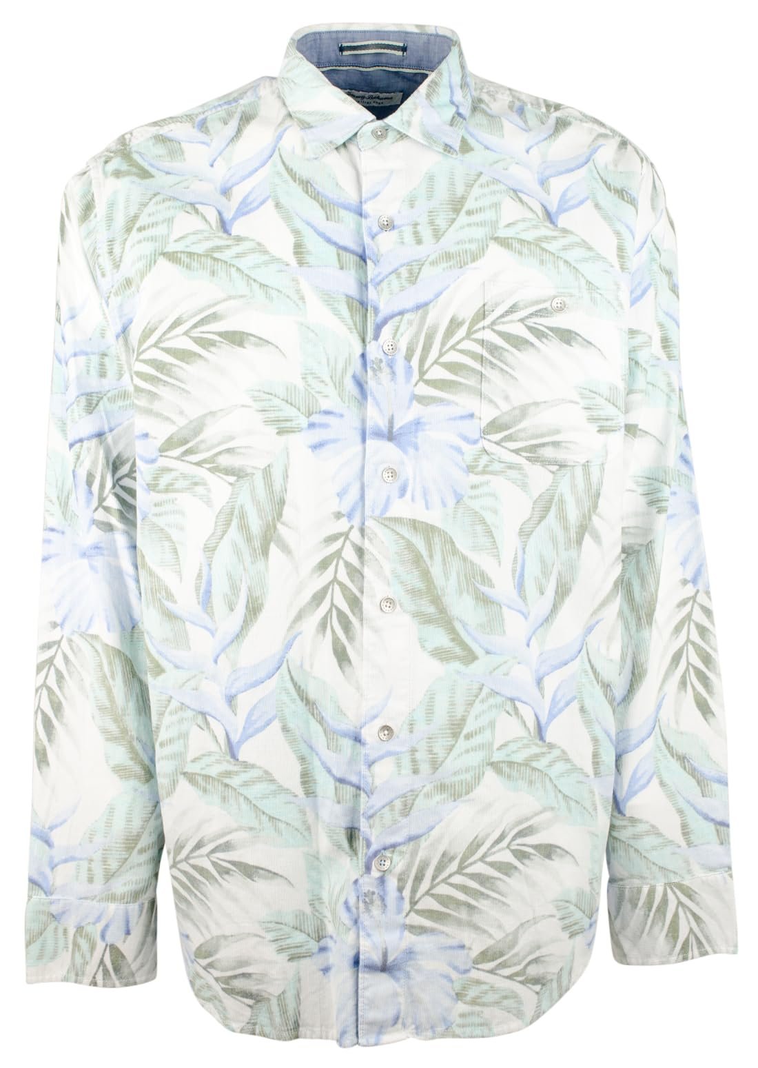Tommy Bahama Erkek Büyük ve Uzun Coastline Fine Vines Kadife Uzun Kollu Gömlek Paloma 2XB