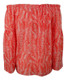 Michael Kors Women`s Patterned Off the shoulder Bell Sleeve Tassel Top