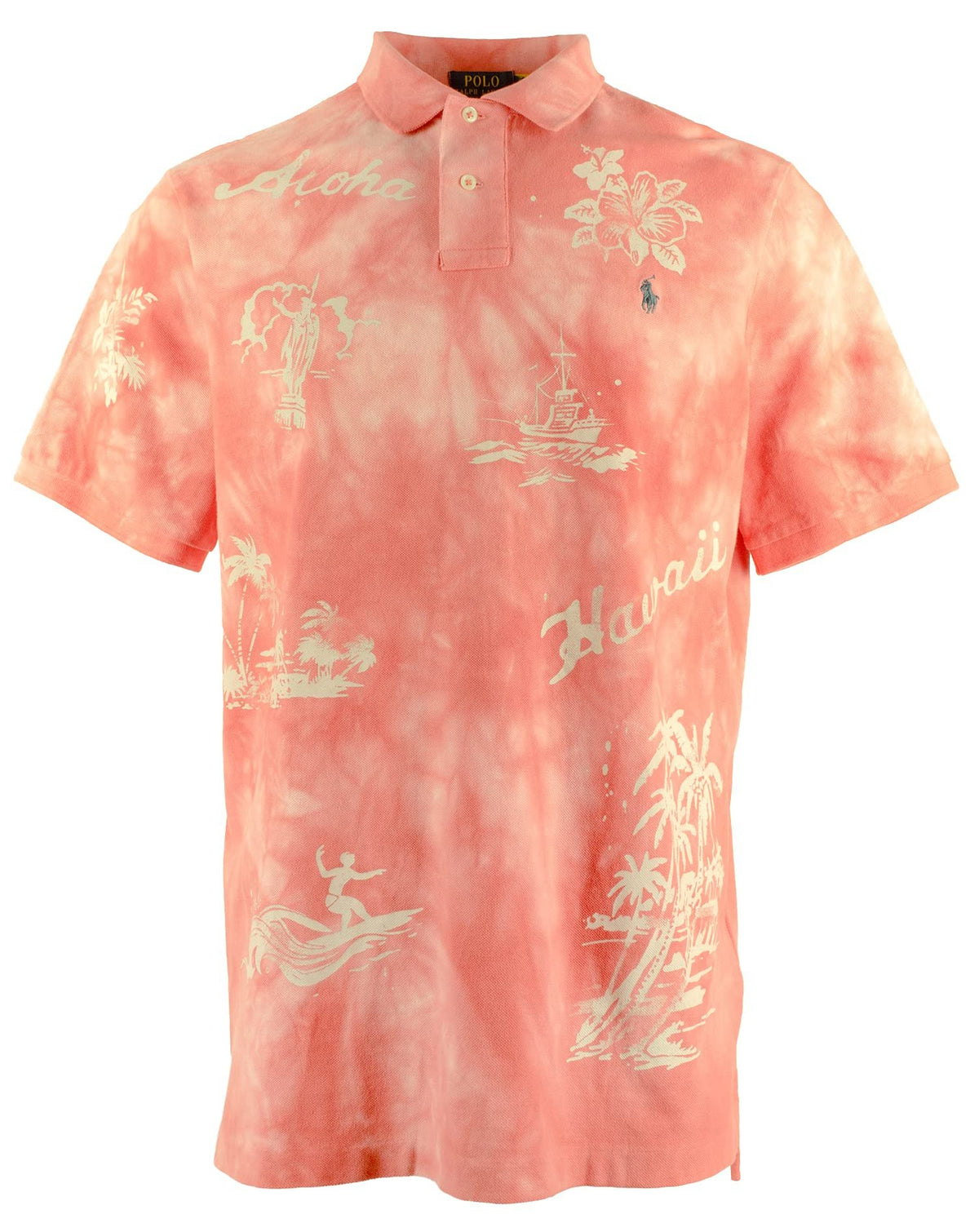 Polo Ralph Lauren Men's Hawaiian-Printed Short-Sleeve Mesh Polo Shirt Red M