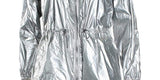 Lauren Ralph Lauren Womens Laneisha Metallic Drawstring Jacket Silver S