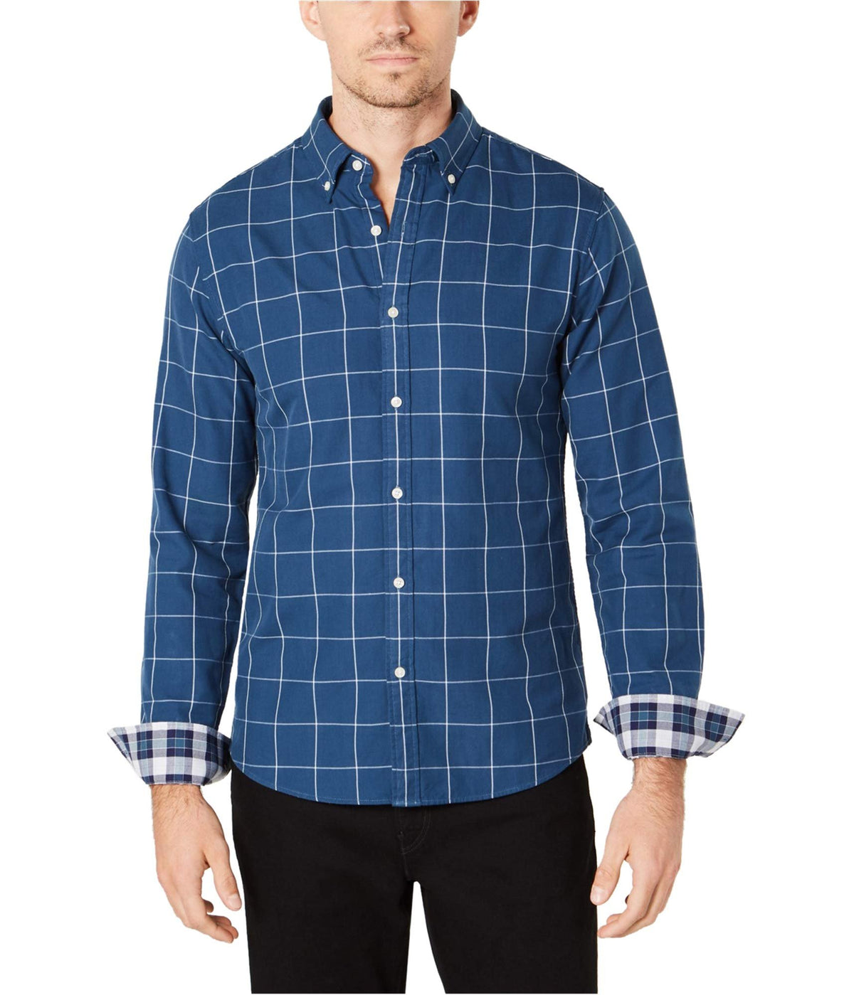 Michael Kors Men's Slim Fit Window Pane Long Sleeve Shirt