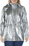 Lauren Ralph Lauren Womens Laneisha Metallic Drawstring Jacket Silver S