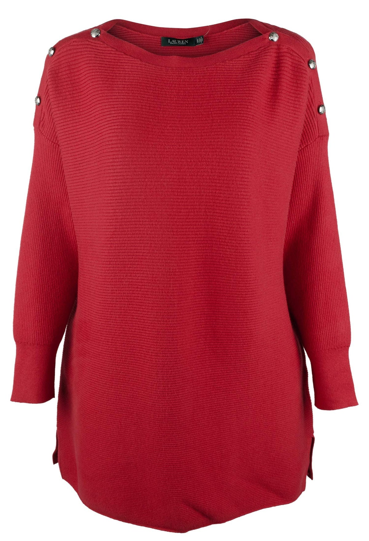 Women's Plus Boat Neck Knit Sweater-R-2X Red