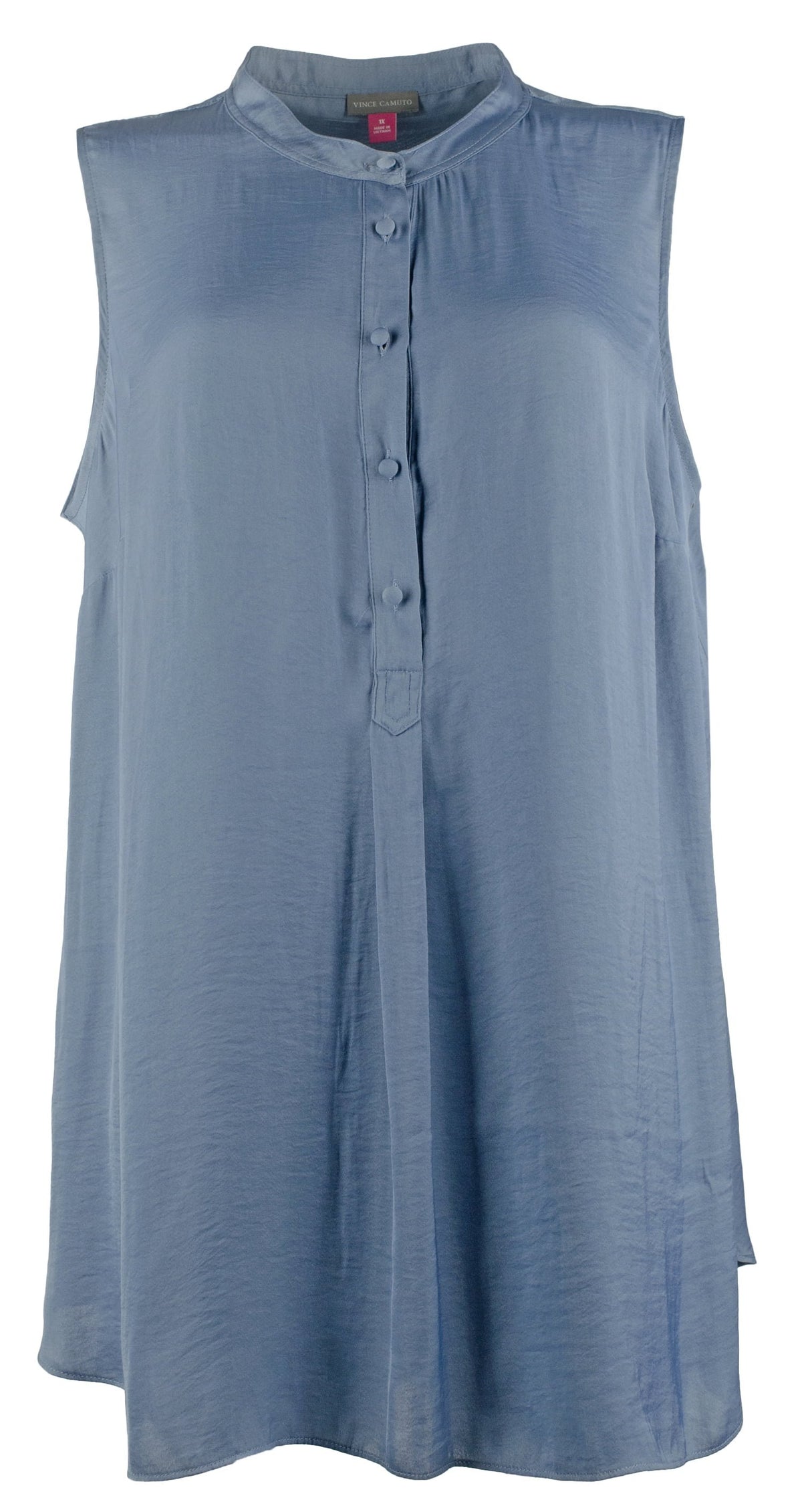 Vince Camuto Women's Plus Rumple Satin Henley Tunic Top DB 3X