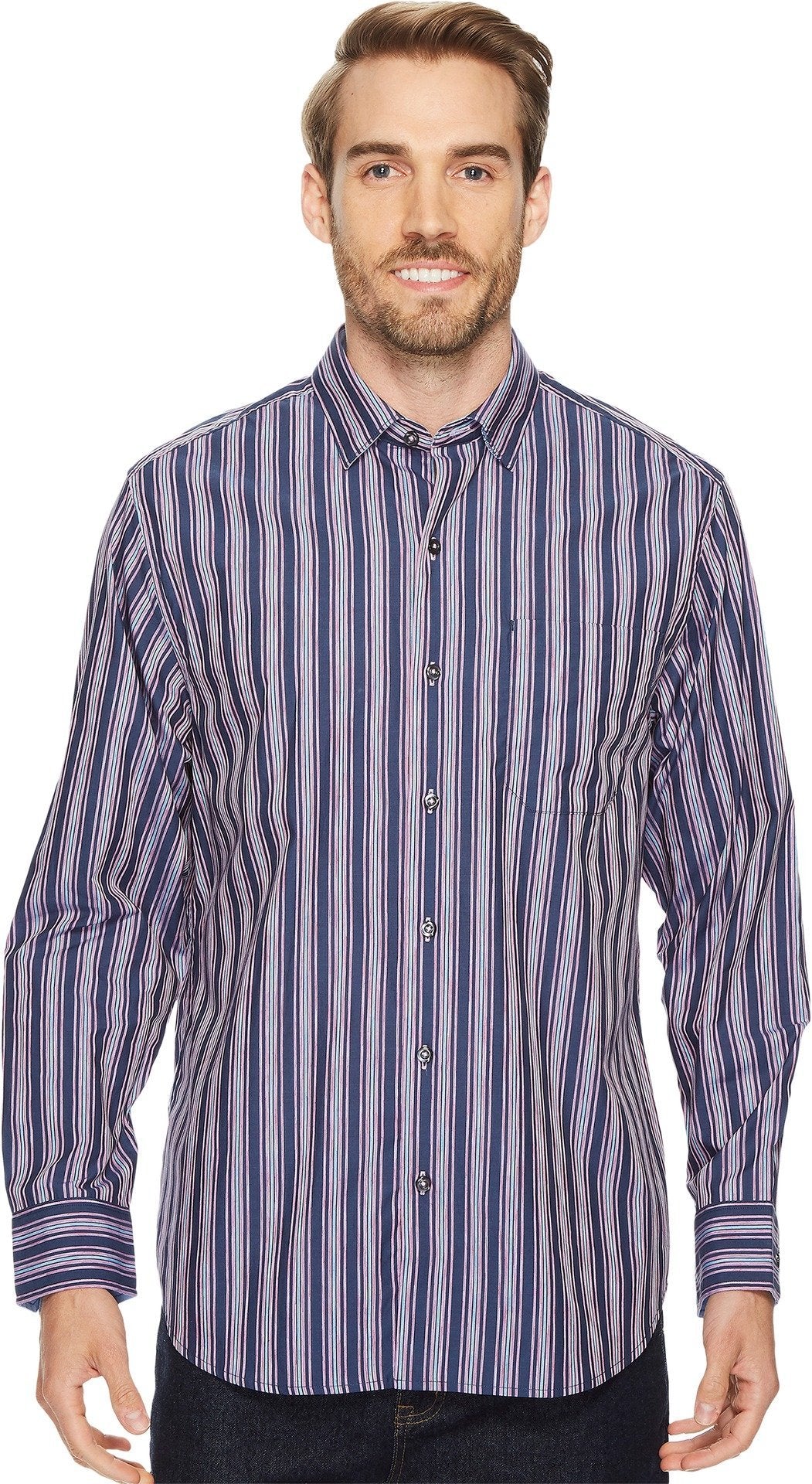 Camisas de manga larga a rayas Ikat Rabat para hombre de Tommy Bahama, color océano profundo, talla mediana