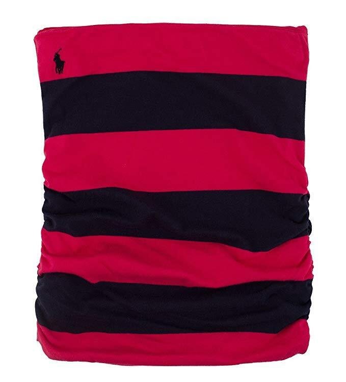 Ralph Lauren Girl's Ruched Striped Skirt-Pink-Navy-Medium(8-10)